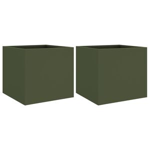 vidaXL Sadilice 2 kom maslinaste boje 32x30x29 cm čelik
