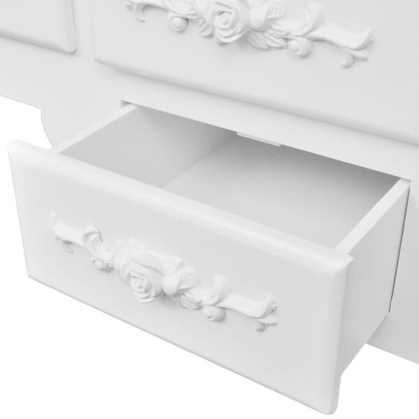 vidaXL Toaletni stolić sa stolcem i 3 ogledala bijeli