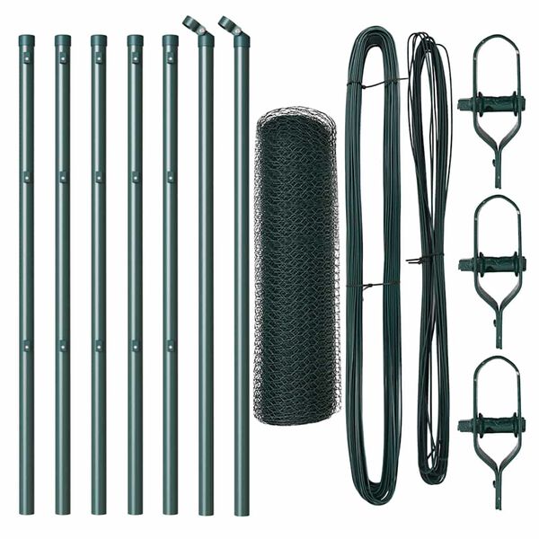 vidaXL Stup za ogradu Zelena 10 x 0,5 m (mreža 13 mm) Čelik i PVC