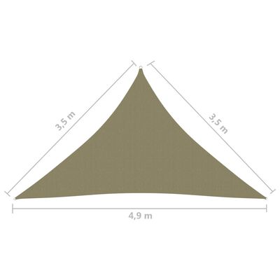 vidaXL Jedro protiv sunca od tkanine trokutasto 3,5 x 3,5 x 4,9 m bež