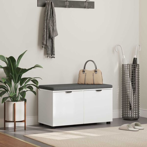 vidaXL Klupa za hodnik s jastukom s pohranom Bijelo 80 x 46 x 46 cm