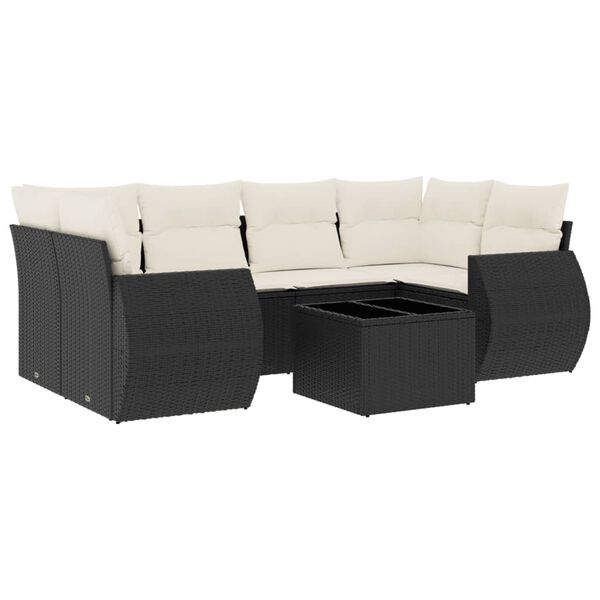 vidaXL 7-dijelni set vrtnih sofa od poliratana s jastucima crni