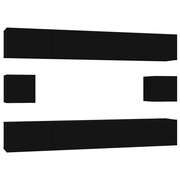 vidaXL 6-dijelni set TV ormarića crni od konstruiranog drva