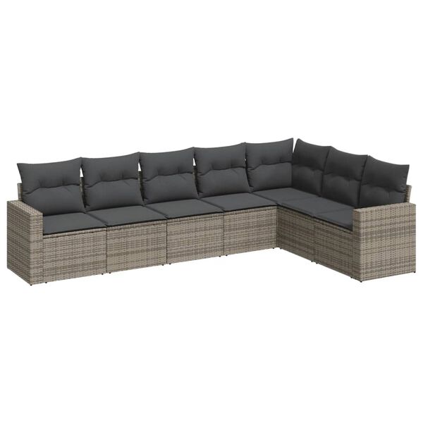 vidaXL 7-dijelni set vrtnih sofa sivi od poliratana