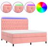 vidaXL Krevet box spring s madracem LED ružičasti 160x200cm bar&scaron;unasti