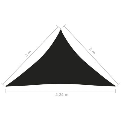 vidaXL Jedro protiv sunca od tkanine trokutasto 3 x 3 x 4,24 m crno