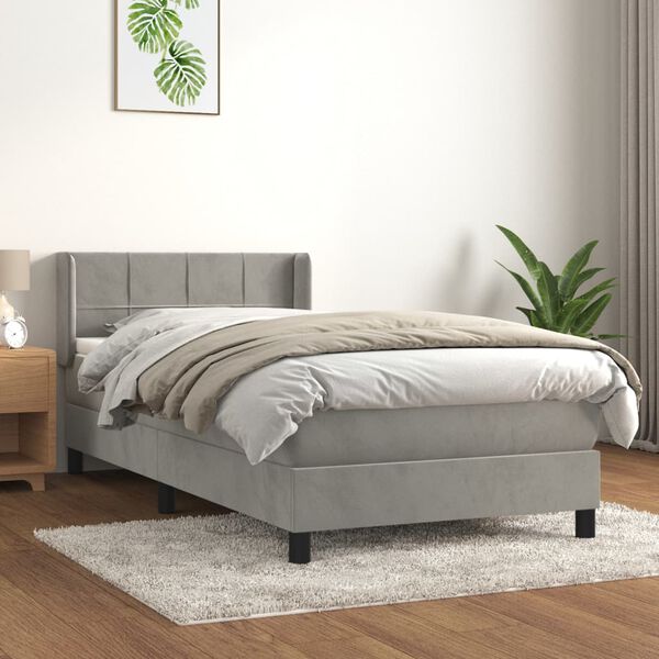 vidaXL Box spring krevet s madracem svjetlosivi 90x190 cm bar&scaron;unasti