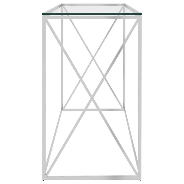 vidaXL Bočni stolić srebrni 140 x 40 x 78 cm nehrđajući čelik i staklo