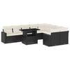 vidaXL 10-dijelni set vrtnih sofa s jastucima crni od poliratana