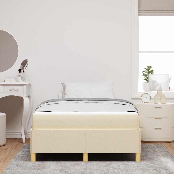 vidaXL Krevet s opruga kutije Bijela i krem 120 x 190 cm Poliester