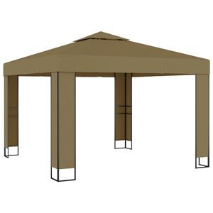 vidaXL Sjenica s dvostrukim krovom 3 x 3 x 2,7 m smeđe-siva 180 g/m&sup2;