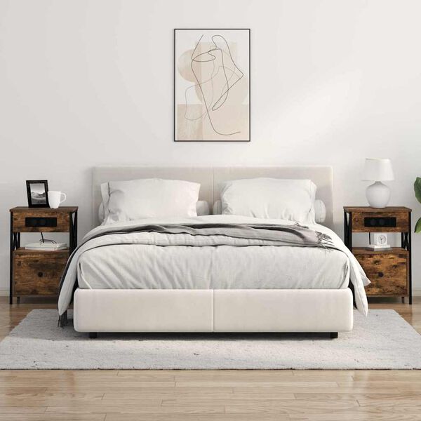 vidaXL Noćni ormar Dimljeni hrast 40 x 31 x 60 cm Konstruirano drvo