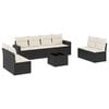 vidaXL 9-dijelni set vrtnih sofa s jastucima crni od poliratana