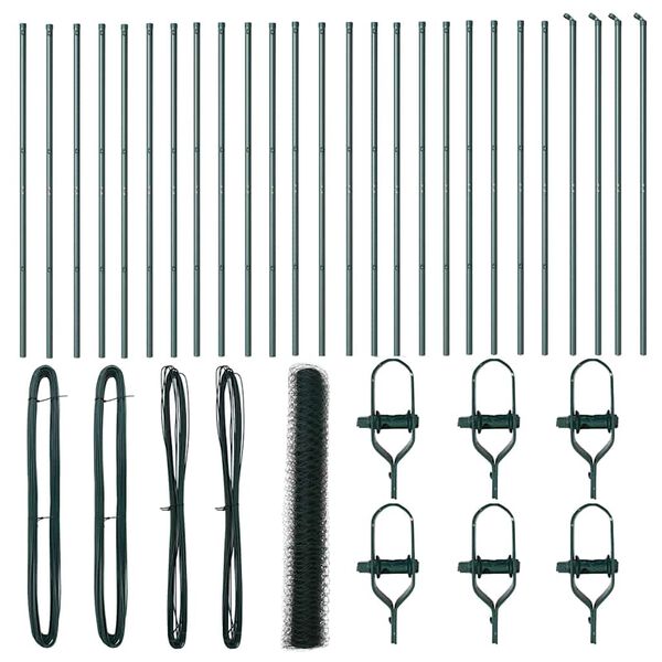 vidaXL Stup za ogradu Zelena 50 x 1,2 m (mreža 36 mm) Čelik i PVC