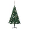 vidaXL Umjetno osvijetljeno božićno drvce s kuglicama zeleno 150cm PVC
