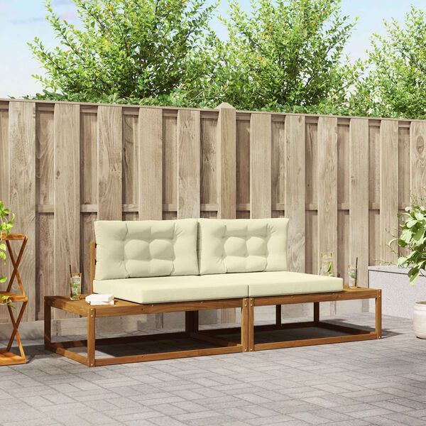 vidaXL Set vanjskih sofa s jastukom 2 Komad Prirodna i krem