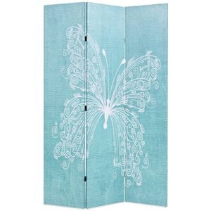 vidaXL Sklopiva sobna pregrada s uzorkom leptira 120 x 170 cm plava