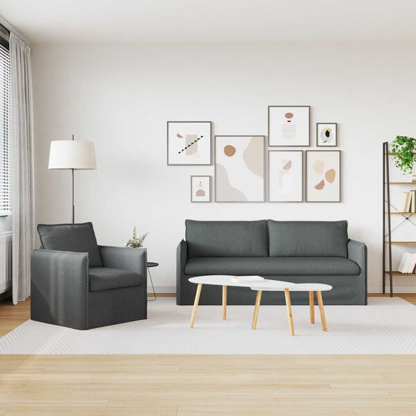 vidaXL Sofa 2 pcs Tamno siva 196 x 82 x 85 cm tkanina