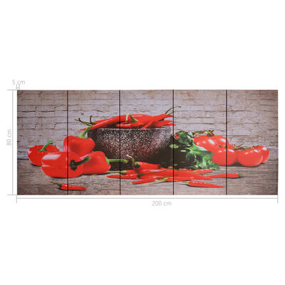 vidaXL Set zidnih slika na platnu s uzorkom paprika šareni 200 x 80 cm