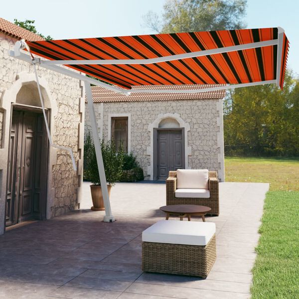 vidaXL Samostojeća automatska tenda 450x350 cm narančasto-smeđa