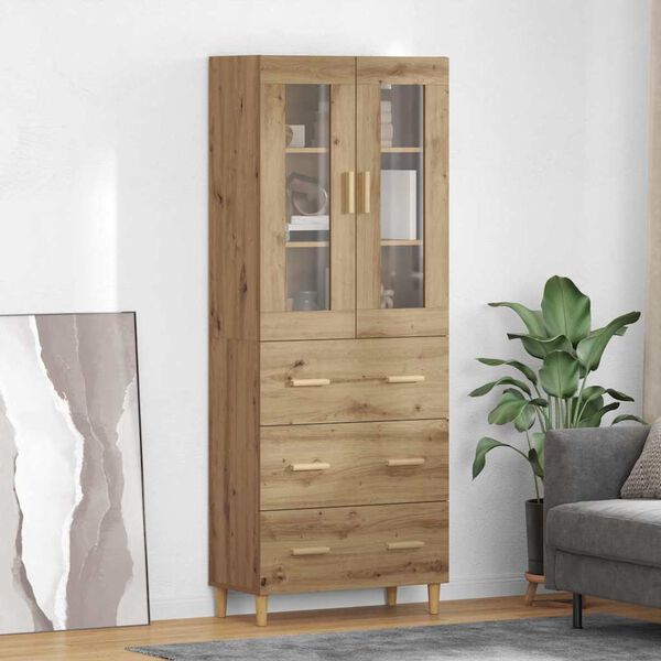 vidaXL Highboard s ladicama Umjetnički hrast 69,5 x 34 x 180 cm