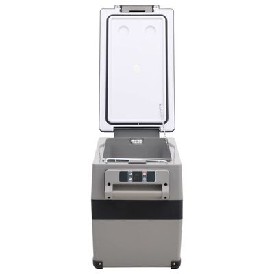 vidaXL Prijenosni hladnjak s ručkom crno-sivi 35 L PP i PE