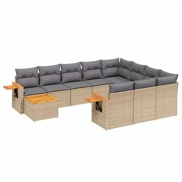 vidaXL 11-dijelni set vrtnih sofa od poliratana s jastucima bež