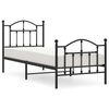 vidaXL Metalni okvir kreveta uzglavlje i podnožje crni 90x190 cm