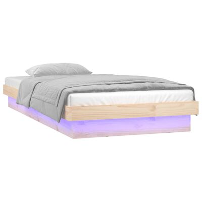 vidaXL LED okvir kreveta 75 x 190 cm za jednu osobu od masivnog drva