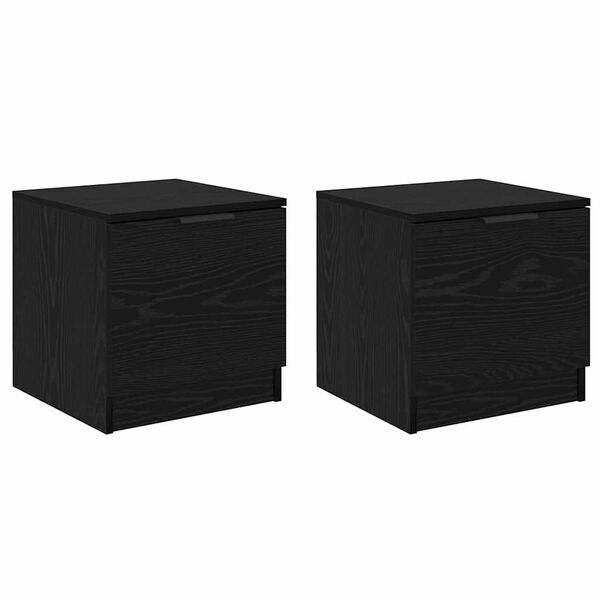 vidaXL Ormarić za krevet s ladicama 2 pcs Crni hrast 40 x 39 x 40cm