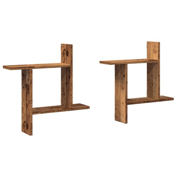 vidaXL Zidne police 2 kom boja staro drvo 50x12x50cm konstruirano drvo