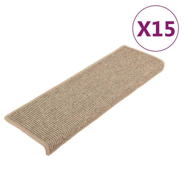 vidaXL Prostirke za stepenice 15 kom 65x21x4 cm tamno bež pravokutni rub