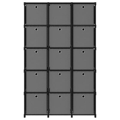 vidaXL Police za izlaganje s 15 kutija crne 103x30x175,5 cm od tkanine