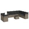 vidaXL 10-dijelni set vrtnih sofa od poliratana s jastucima sivi