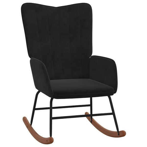 vidaXL Stolica za ljuljanje s osloncem za noge crna bar&scaron;unasta