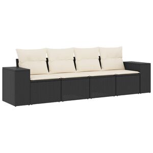 vidaXL 4-dijelni set vrtnih sofa od poliratana s jastucima crni