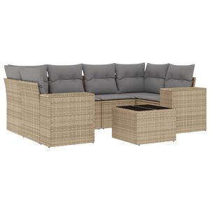 vidaXL 7-dijelni set vrtnih sofa od poliratana s jastucima bež