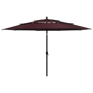 vidaXL Vrtni suncobran s 3 razine i aluminijskim stupom 3,5 m bordo