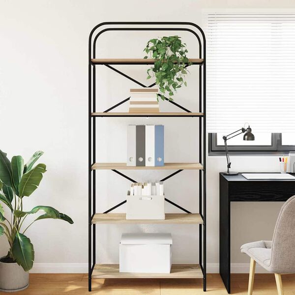 vidaXL Polica Sonoma hrast 80 x 30 x 183 cm Konstruirano drvo