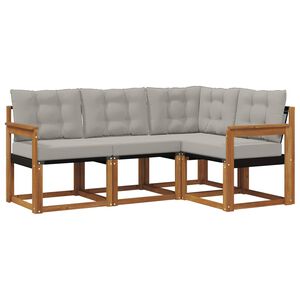 vidaXL Set vanjskih sofa 4 kom. Prirodna i svijetlo siva