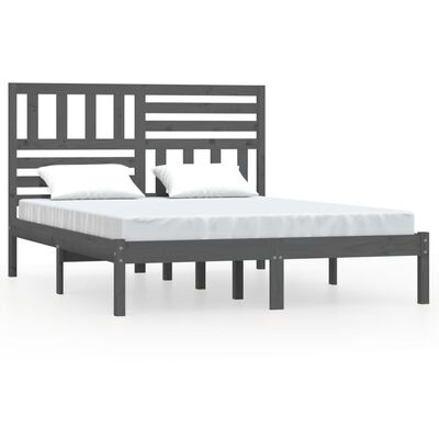 vidaXL Okvir za krevet sivi 150x200 cm od masivne borovine bračni