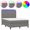 vidaXL Krevet box spring s madracem LED tamnosivi 140x190 cm tkanina