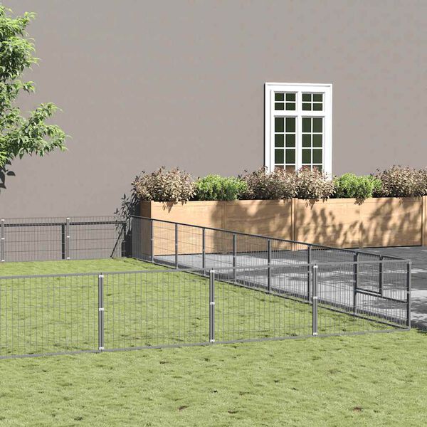 vidaXL Kavez za pse srebrni 72 m&sup2; čelični