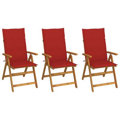 vidaXL Sklopive vrtne stolice s jastucima 3 kom masivno bagremovo drvo
