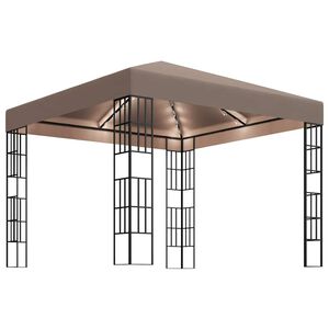 vidaXL Sjenica s LED svjetlosnim trakama 3 x 3 m smeđe-siva