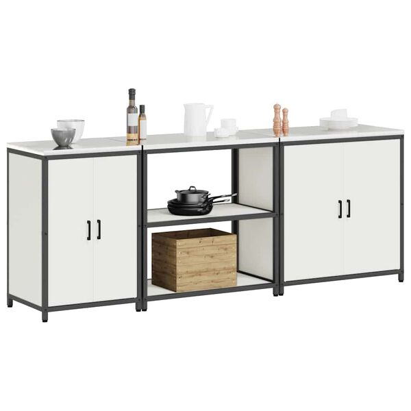 vidaXL Kuhinjski set za pohranu s policom Ostalo 3 pcs Bijelo Čelik