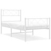 vidaXL Metalni okvir kreveta uzglavlje i podnožje bijeli 107x203 cm