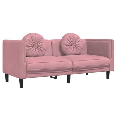 vidaXL 2-dijelni set sofa s jastucima ružičasti baršunasti