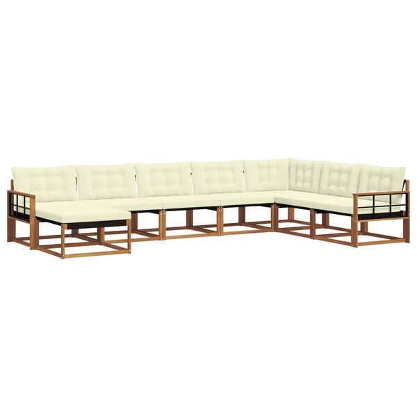 vidaXL Set vanjskih sofa 8 pcs Prirodna i krem Čvrsto drvo akacije