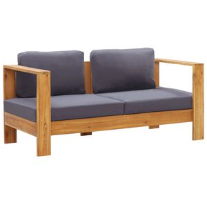 vidaXL Vrtna klupa s jastucima 140 cm od masivnog bagremovog drva siva